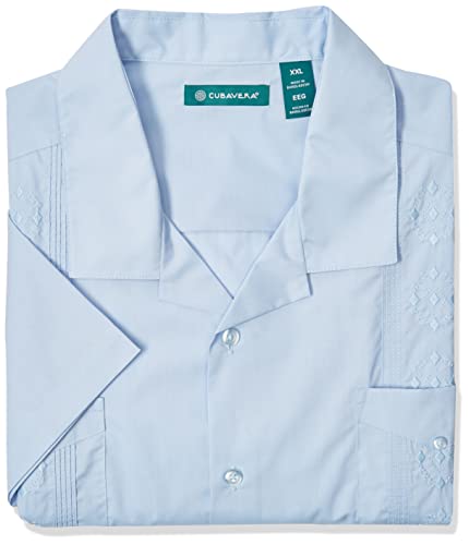 Cubavera Męska koszula z obozowym haftem Guayabera, Niebieski dzwonek, 3XL Długi