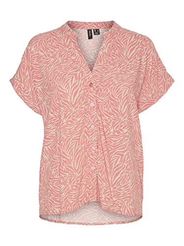 VERO MODA Damska koszulka VMSARA SS Shirt WVN Top, irlandzka krem/AOP: Sara, L, Irish Cream/Aop: sara, L