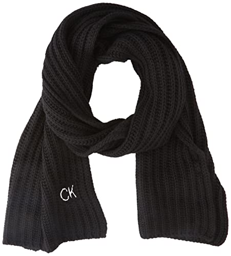 calvin klein Męski podwyższony wełniany szalik 30 x 180, Ck czarny, jeden rozmiar
