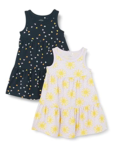 NAME IT Dziewczęca sukienka NMFVIGGA 2P Spencer Dress J1, Orchid Bloom/opakowanie: ciemny szafir, 110, Orchid Bloom/Pack:dark Sapphire, 104 cm