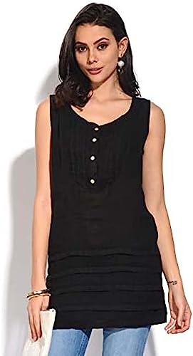 Bonateks, Długa sukienka bez rękawów z okrągłym kołnierzem i fałdami z przodu, 100% len, rozmiar DE: 42 rozmiar US: L, czerwona - wyprodukowano we Włoszech, czerwony, 42