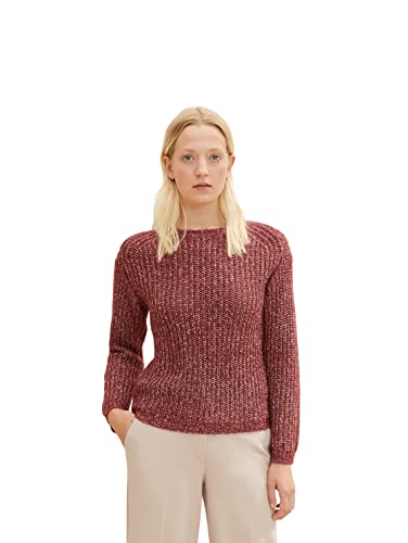 TOM TAILOR Damski Sweter Basic 1034058, 30812 - Port Red Melange, XS