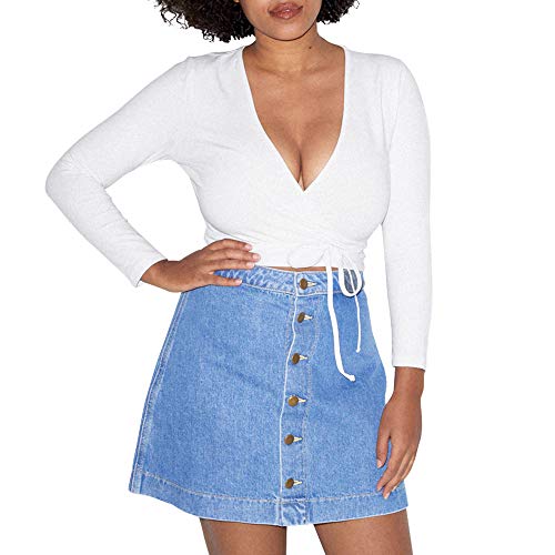 American Apparel Damska koszula z bawełny i spandexu, Julliard z długim rękawem