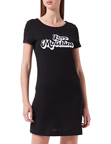 Love Moschino Sukienka damska Jersey z nadrukiem Bubble Print. Sukienka, czarny biały, 38
