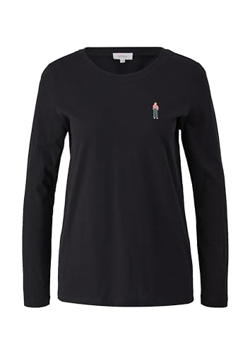 s.Oliver Sales GmbH & Co. KG/s.Oliver Damska koszulka z długim rękawem z nadrukiem, czarny, 44