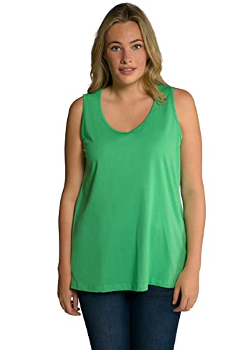 Ulla Popken Damski top, dekolt w serek, klasyczny, czysta bawełna T-shirt, szmaragdowa spódnica, 42