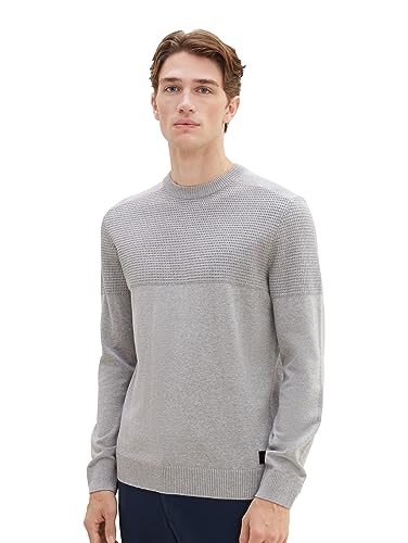 TOM TAILOR sweter męski, 12035 – szary Heather Melange, S