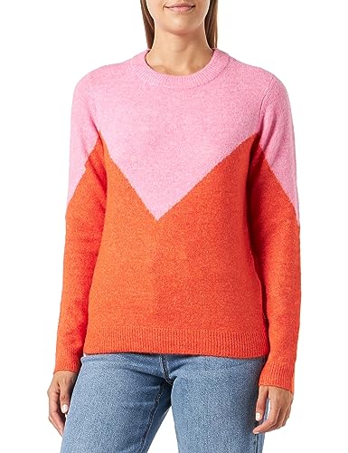 VERO MODA Damski sweter z dzianiny VMPLAZA LS Block Sweter GA Boo, Saszetka różowa, XS