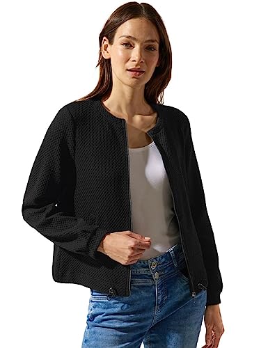 Street One Damski kardigan z zamkiem błyskawicznym, czarny, 36