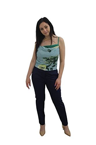 PINKO Damska kamizelka VISERBELLA TOP Crepe DE Chine modna kamizelka, S1H_Mult.Verde Acqua/Giallo, 42