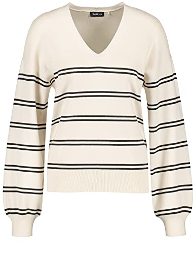 Taifun Sweter damski 372301-15100, jasny krem/granatowy w paski, 48, Light Creme/Navy Ringel, 48