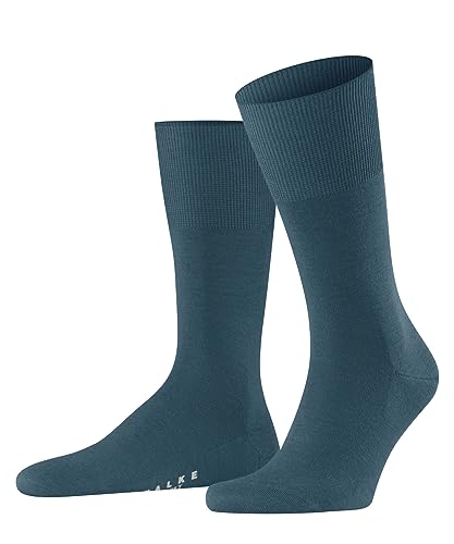FALKE Mężczyźni Airport M SO Wełna Merynosa Bawełna jednokolorowe 1 Para, Niebieski (Peacock 6385), 41-42