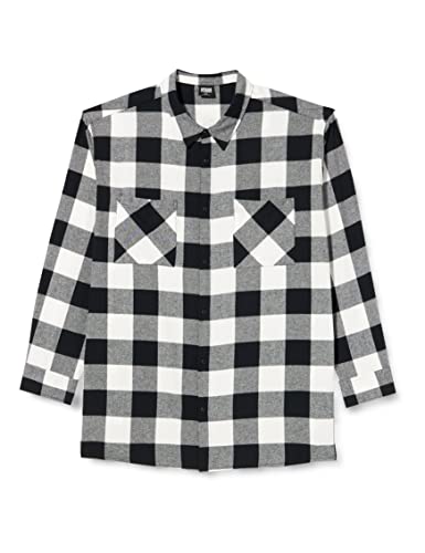 Urban Classics Męska koszula z długim rękawem, oversize, czarna/biała, 5XL