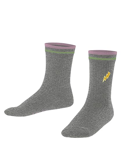 FALKE Unisex dziecięce skarpety Safe to School Reflective ze zrównoważoną bawełną, cienkie wzory, 1 para, szary (light grey 3400), 39-42