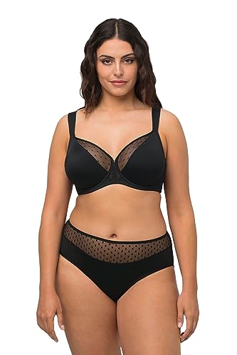 Ulla Popken Damski fiszbin, krawędź z siateczki, biustonosz Cup B-F, czarny, 95D