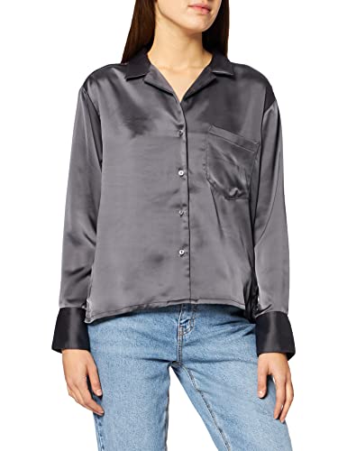 JACK & JONES Damska bluzka Jjxx Jxeva Ls Comfort satynowa koszulka Noos, asfaltowy, XS