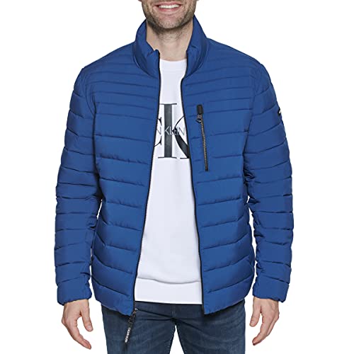 Calvin Klein Męska kurtka puchowa pakowana, niebieski (Denim Blue), S