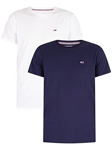 Tommy Jeans TJM Slim Fit T-shirt męski z krótkim rękawem, biały/Twilight Navy, XL