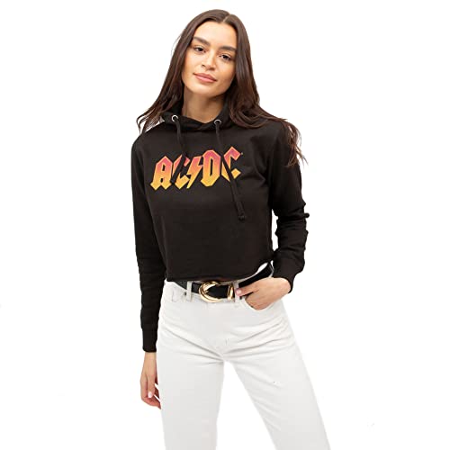 AC/DC Damska bluza z kapturem z logo Fire, Czarny, 38