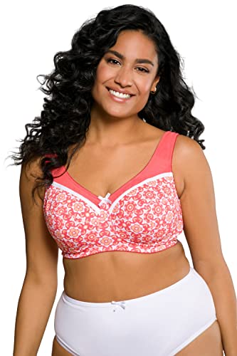 Ulla Popken Damski biustonosz odciążający Kelly, kwiaty, bez fiszbin, Cup C-E BHS, Italiano Rose, 105