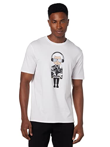 KARL LAGERFELD Męski t-shirt Reflective Karl with Headphones, biały, XXL