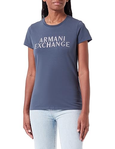 Armani Exchange Damska koszulka Slim Fit Stretch Cotton Embellished Logo Fitted Tee T-Shirt, Racing, S