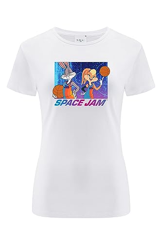 ERT GROUP oryginalny i oficjalnie licencjonowany Looney Tunes biały T-shirt damski wzór Space Jam 017, jednostronne drukowanie, rozmiar XL, Space Jam 017 Biały, XL
