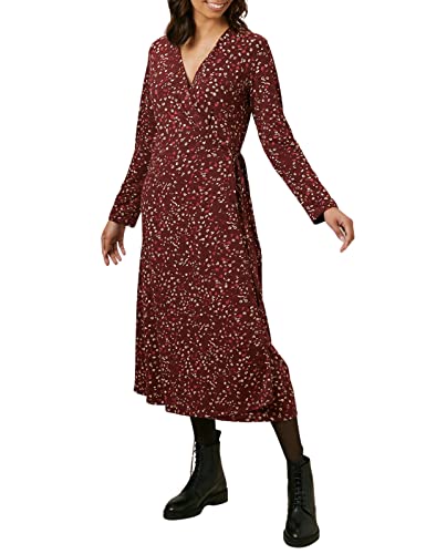 People Tree Damska sukienka do mathilde w kwiaty, bordowa, 8, Burgund, 34