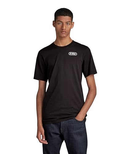 G-STAR RAW Męski T-shirt z tyłu Slim R T, Czarny (Dk Black D23906-336-6484), S