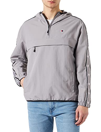 Champion Męska kurtka z kapturem Legacy Outdoor powlekana tkana nylonowa taśma z logo z kapturem, szary kamień, XL