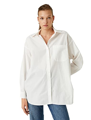 Koton Damska koszulka oversize z długim rękawem, Off White (001), 36