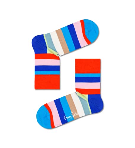 Happy Socks Stripe 1/2 Crew Sock, Skarpety dla kobiet i mężczyzn, Czarny-Niebieski-Rosa-Zielony-Biały (36-40)