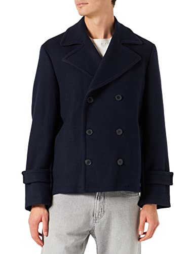 United Colors of Benetton Męski płaszcz Giaccone 2SQMUN00W Coat, Blu Scuro 016, 48