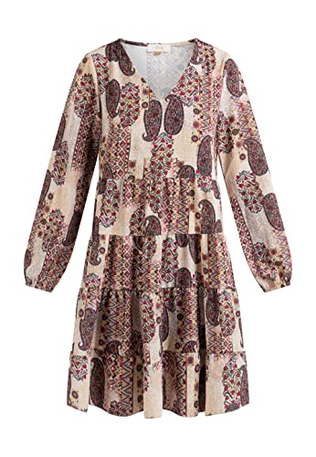 usha FESTIVAL Damska sukienka patchworkowa Rakata, kremowy wielokolorowy, S