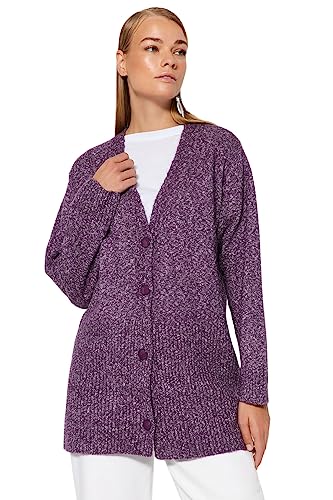 Trendyol Kardigan - fioletowy - Regularny krój, fioletowy, XL, Fioletowy, XL