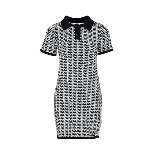 Caneva Damska sukienka z dzianiny w stylu vintage, w kratkę, rozmiar M/L, czarny krata, M