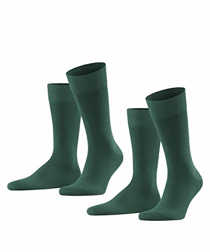 FALKE Mężczyźni Skarpety Happy 2-Pack M SO Bawełna jednokolorowe 2 Pak, Zielony (Hunter Green 7441), 39-42