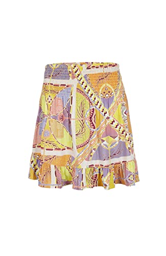 O'NEILL Lilia Smocked Skirt Spódnica, 32013 Yellow Scarf Print, Regularny Damski, 32013 Yellow Scarf Print
