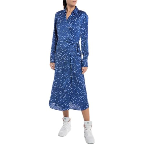 Replay Damska sukienka kopertowa, 010 Blue/Natural White, XL