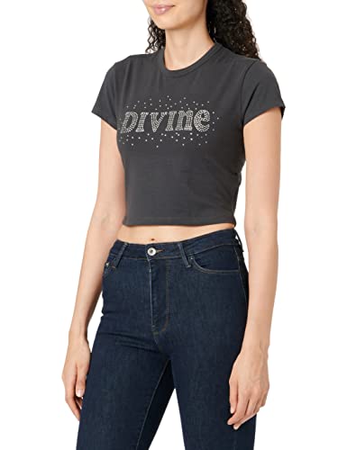 ONLY Women's ONLERIN S/SSHORT Rhinestone TOP Box JRS T-Shirt, Phantom/Detail:Rhinestone Divine, XS