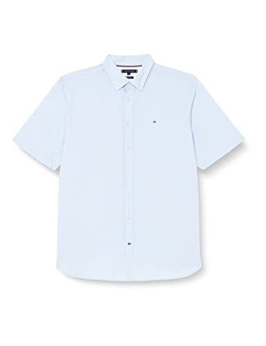 Tommy Hilfiger Męska koszula BT-AIRY COT Lniana RF S/S-B Casualowa, Cloudy Blue, XXL, Pochmurny niebieski, XXL