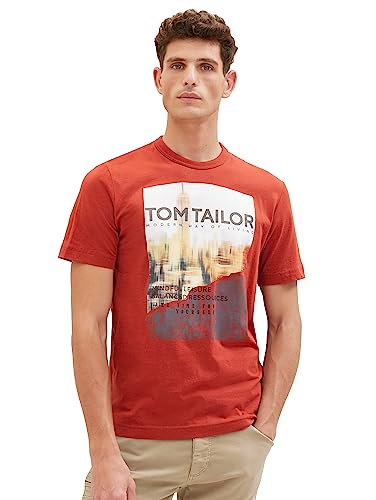 TOM TAILOR Męski t-shirt z nadrukiem fotograficznym z bawełny, 14302-Velvet Red, 5XL