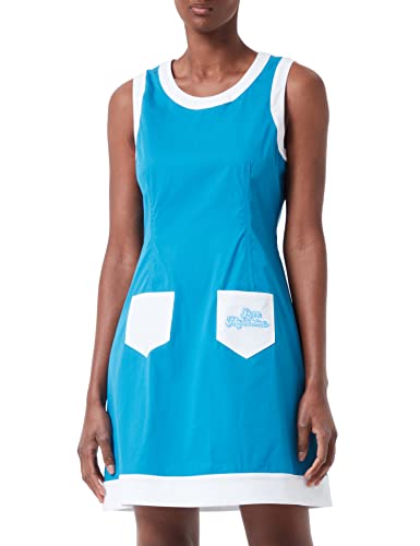 Love Moschino Damska sukienka tank top z rozkloszowaną sukienką, Niebieski biały, 46