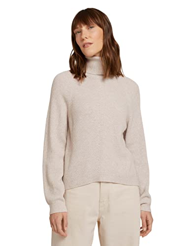 TOM TAILOR Damski sweter z golfem 1028975, 28225 - Cold Beige Melange, XS