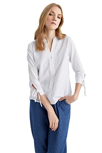 DeFacto Damska koszulka z długim rękawem - rękaw 3/4 bluzka koszulowa dla kobiet, odzież rekreacyjna, Off White, XXL