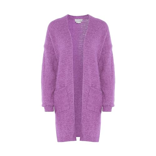 Jalene Damska modna kurtka w paski, długi kardigan nylon, fioletowy, rozmiar XL/XXL, liliowy, XL