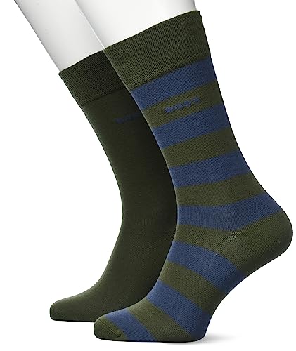 BOSS Męskie skarpetki 2P RS BlockStrCol CC Regular Socks, Open Green, 43-46, Open Green, 46 EU