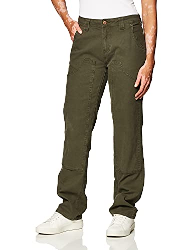 Dickies Damskie spodnie stolarskie ze stretchem z podwójnym przodem, Płukany zielony mech, 48