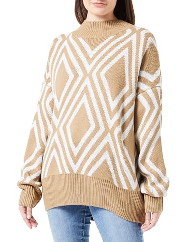 NALLY Damski sweter z dzianiny 19019439-NA02, beżowy wełniany biały, XL/XXL, Beżowy biały wełna, XL-XXL