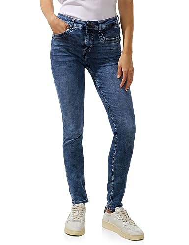 Street One Damskie spodnie jeansowe Slim ze stretchem, Indigo Random Wash, 25W / 28L